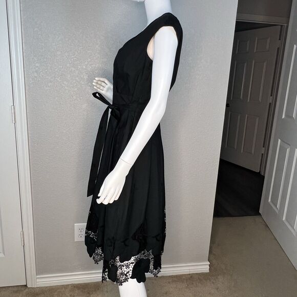 Shani Women’s Midi Dress Fit & Flare Poplin Lace Dark Romantic Black Size 4 - Picture 3 of 7
